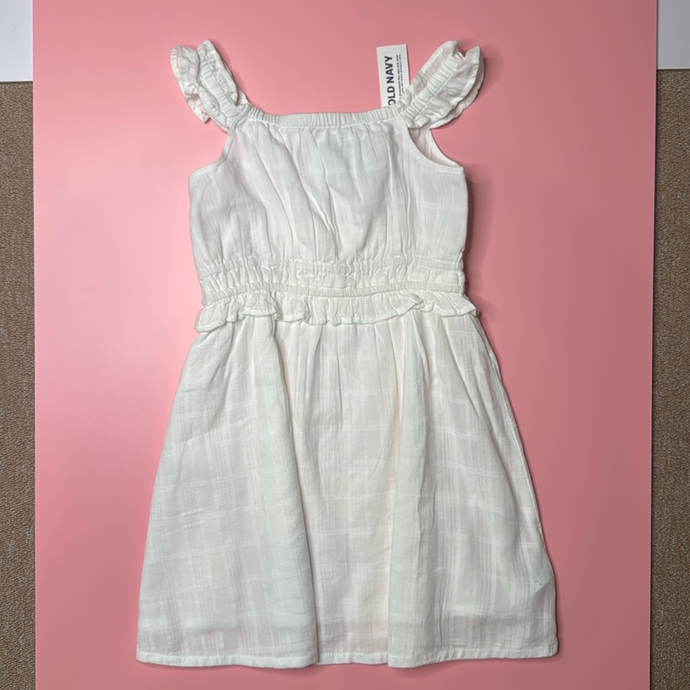 Old Navy White Sleeveless Sundress with Flutter Sleeves